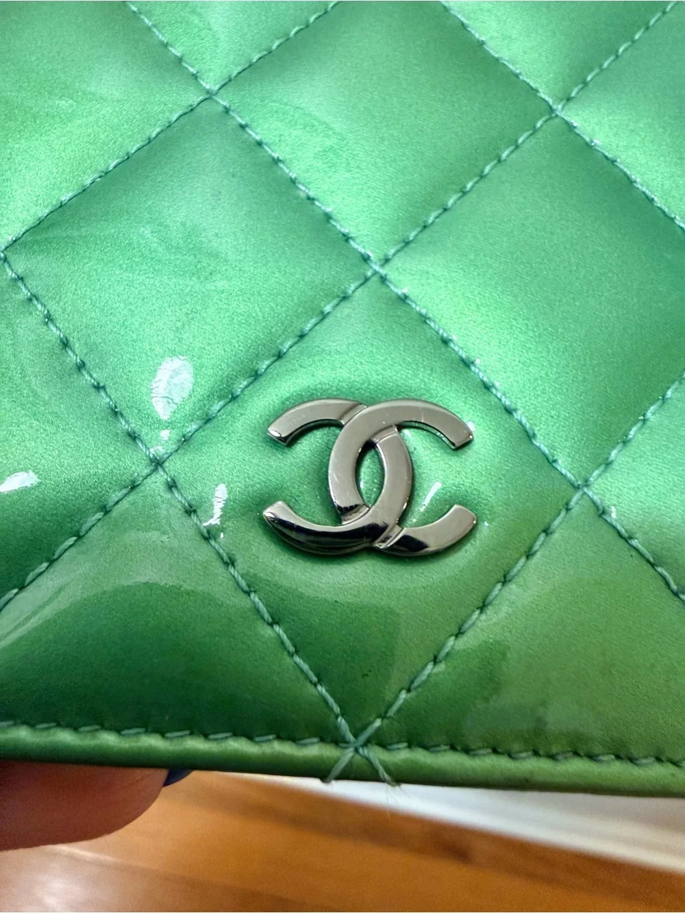 *Authentic* CHANEL - Quilted Patent Leather Continental Wallet
